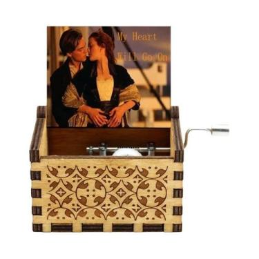 Imagem de Caixa De Música De Madeira Esculpida Com Manivela Para O Halloween, Vo