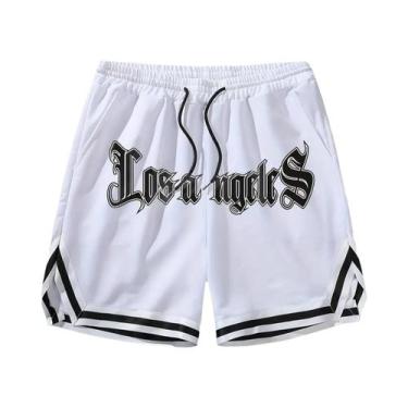 Imagem de Shorts Casuais Masculinos Largos Com Cordão E Estampa Los Angeles, Cal