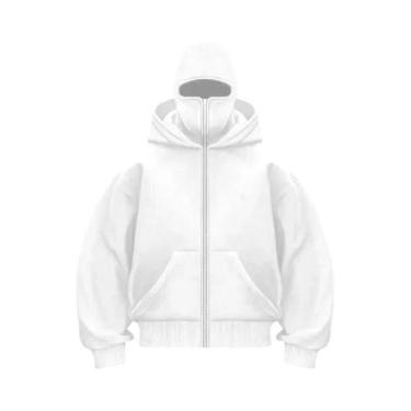 Imagem de Moletom Masculino De Inverno Quente Com Capuz Balaclava E Zíper, Másca