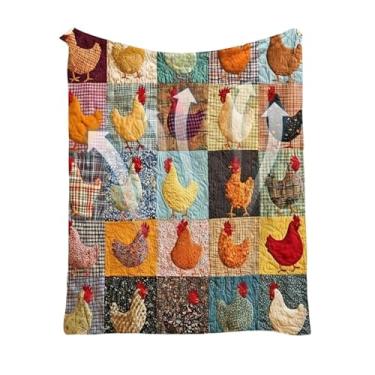 Imagem de Cobertor de galinha, colcha macia respirável dobrável de flanela, cobertor com estampa de frango, para casa, quarto, sofá, cama, família, amigo, piquenique, aniversários