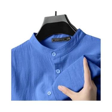 Imagem de Camisa Havaiana Masculina Leve De Linho E Algodão Com Manga Longa, Res