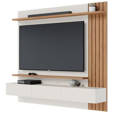 Imagem de Painel Para Tv 70 Pol Com Bancada Suspensa 180cm Will C04 Off White Matte Freijó - Lyam Decor
