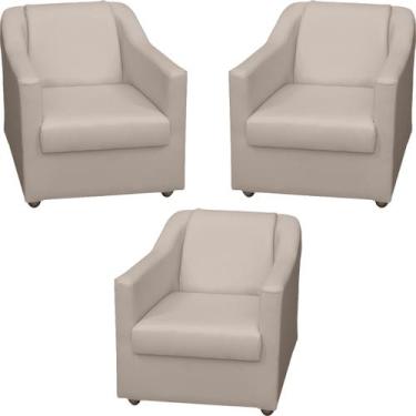 Imagem de Kit 3 Poltronas Decorativas Para Sala Recepção Manicure Escritório Con
