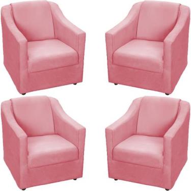 Imagem de Kit 4 Poltronas Decorativa Para Sala Recepção Manicure Barbearia Escri