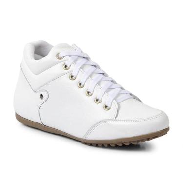 Imagem de Bota Feminina de Couro Cano Curto Confortável Branca-Feminino