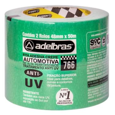 Imagem de Kit 2 Fita Crepe Verde Automotiva ANTI-UV 48MM X 50M Adelbras