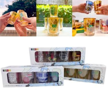 Imagem de Kit 4 Copos Shot 60ml Cachaça pinga licor pinga Parede Dupla Policarbo