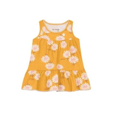 Imagem de Vestido bebê menina floral Brandili Baby, 2, Amarelo