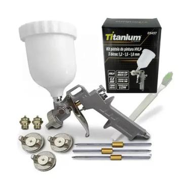 Imagem de Kit Aplicador de Pintura HVLP de Gravidade Profissional C/ 3 Bicos Tit