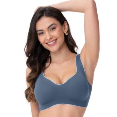 Imagem de Sutiã Laser Termofusionado Azul Gelo com Bojo Removível sem Costura - 