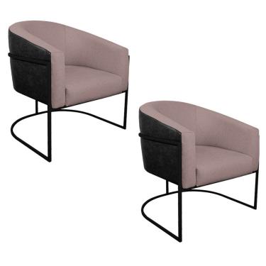 Imagem de Kit 02 Poltronas Base De Ferro Preto Factor Preto E Rosê