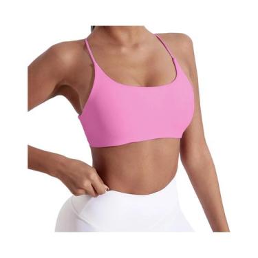 Imagem de Sutiã Esportivo Feminino De Cor Sólida Com Alças Cruzadas Para Yoga, F