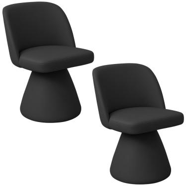 Imagem de Kit 02 Cadeiras De Jantar Base Giratória Liz Corano Preto - Nexta Casa