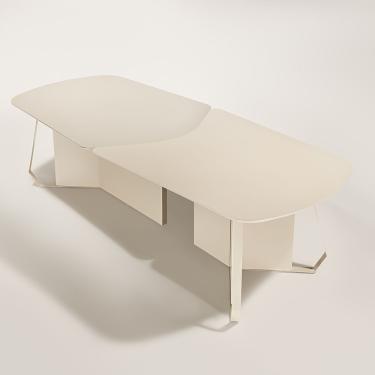 Imagem de Mesa de Jantar Yang Retangular Madeira Maciça 200CM X 100CM Amêndoa com Tampo em MDF com Vidro