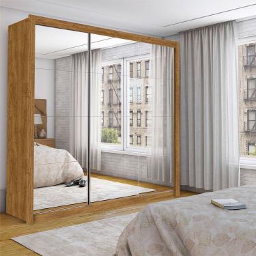 Imagem de Guarda Roupa Casal Isabela Master 3 Portas Correr 4 Gavetas Madeira com Espelho Freijó Carioca Moveis