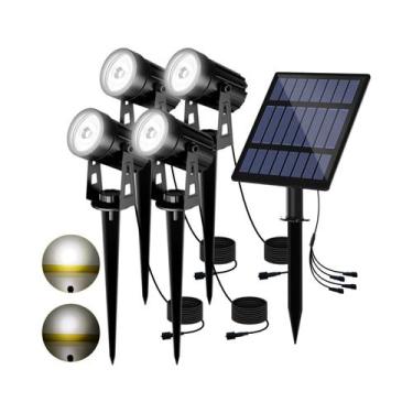 Imagem de Holofote LED Solar RGB Branco Quente Para Exterior, IP65 À Prova d'Águ