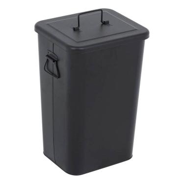 Imagem de Lixeira Cozinha 26l Preta Aco 46x30x26cm Abertura Manual