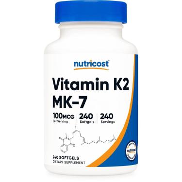 Imagem de Nutricost Vitamina K2 MK-7 100 mcg, 240 Softgels - Sem Glúten e Não-OGMO MK7-Unissex