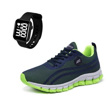 Imagem de Combo Tênis Masculino Com Relogio Quadrado Ideal para Caminhar, Treinar e Usar no Dia a...
