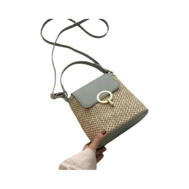Imagem de Bolsa Transversal Feminina De Palha Estilo Coreano Para Praia E Férias