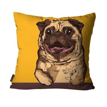 Imagem de Capa para Almofada Mdecore Gato Cachorro Pets, Pug Mostarda