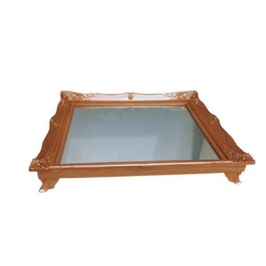 Imagem de Bandeja Retangular Espelhada com Pés Plástico Cobre 29x24cm - Yins