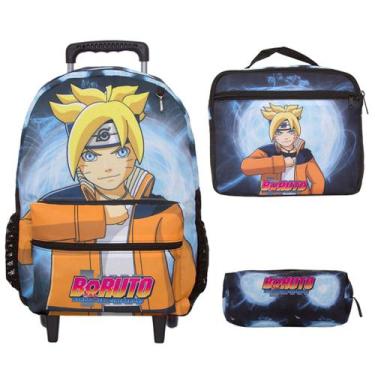 Imagem de Mochila Infantil Menino Rodinha Boruto com Lancheira Estojo - TOYS 2U