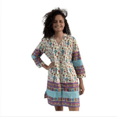 Imagem de Saida De Praia Bata Tunica Indiana Bata Feminina Estampada Floral  Vis