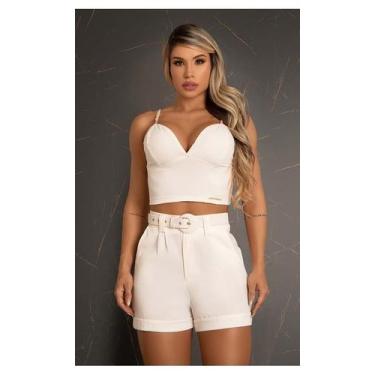 Imagem de Conjunto top e short premium maria gueixa, Branco, M