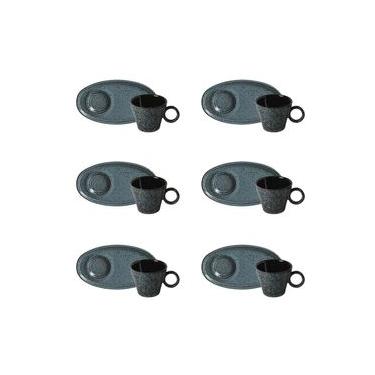 Imagem de Conjunto de Xícaras de Café com Pires Oval Porto Brasil Neo Night Sky 110ml - 6 Peças