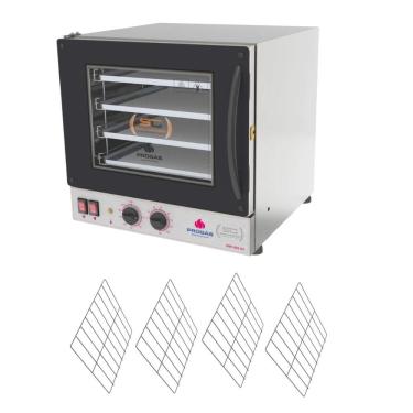 Imagem de Kit Forno Turbo Elétrico de Bancada Profissional Progás PRP-004 G2 65L 2000W com 4 Grades Preto 220V