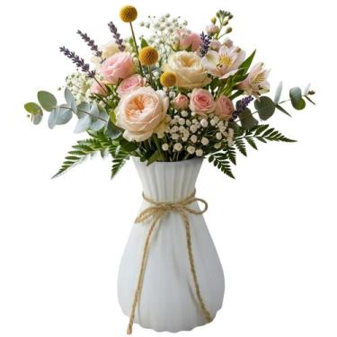 Imagem de Vaso Jarro Para Flores Artificiais Branco Decorativo P/ Sala Cozinha -