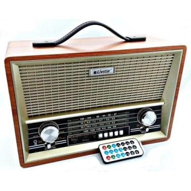 Imagem de Radio Retrô Recarregavel Bivolt Com Controle Bluetooth/usb/fm/am/Cartã