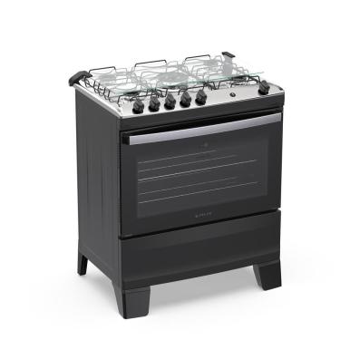Imagem de Fogão de Piso 5 Bocas a Gás Atlas Agile Up Mesa de Inox Acendimento Automático Preto Bivolt