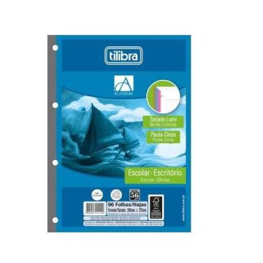 Imagem de Bloco para fichario colorido tilibra 96 folhas
