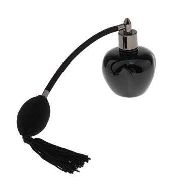 Imagem de Tongina Garrafa de vidro spray de borlas longas de perfume recarregável estilo vintage 100 ml - preta, 10,5 x 6,5 cm