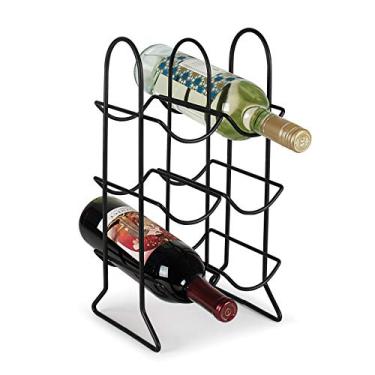 Imagem de Spectrum Diversified Townhouse Rack de bancada, organizador de cozinha e armazenamento de garrafas de vinho, perfeito para adegas e organização de bar em casa, 6 suportes, preto