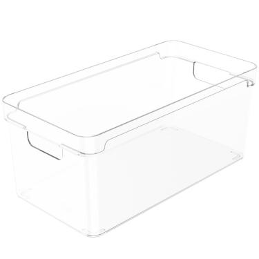 Imagem de Organizador Multiuso Empilhável 30x15x13cm Caixa Organizadora Transparente Com Alças Cl...