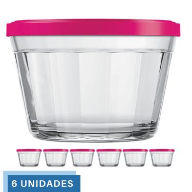 Imagem de 6 Tigela Vidro Americano Tampa Plastica Sortida 1L Nadir