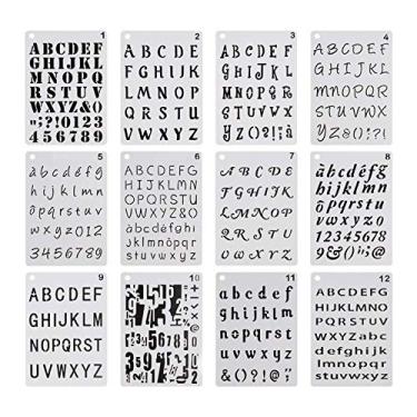 Imagem de 12 pacote e Número Stencils Stencil para A5 Suprimentos Pintura-5 × 8 polegadas