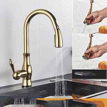 Imagem de Pulverizador de torneira de cozinha em ouro rosa, latão preto, misturador de água quente e fria, guindaste montado no convés, alça única, ouro, china