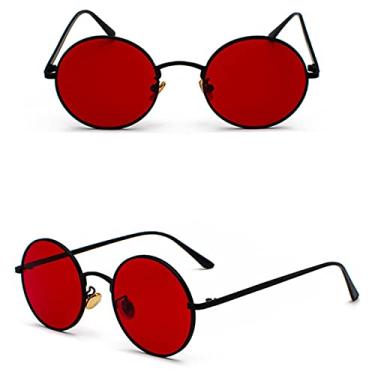 Imagem de Super Redondo Óculos de Sol Feminino Designer Moda Masculina Tons de Lente Verde Escuro UV400, Preto Vermelho, China