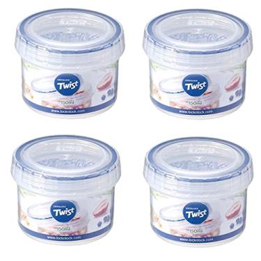 Imagem de Kit 4 Potes Herméticos Redondo Papinha Bebê Lock&Lock - 150ml Cor: Azul