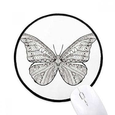 Imagem de DIYthinker Linda borboleta animal retrato esboço mouse pad desktop escritório tapete redondo para computador