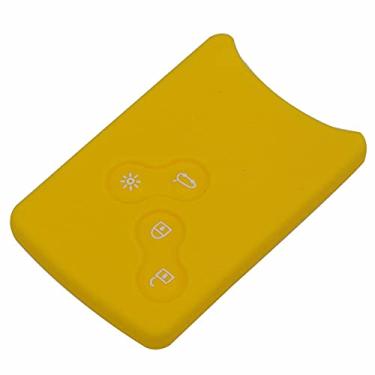 Imagem de YJADHU Controle remoto de silicone 4 botões masculino feminino chaveiro capa de chave de carro, apto para Renault Clio Logan Megane 2 3 Koleos Scenic, amarelo