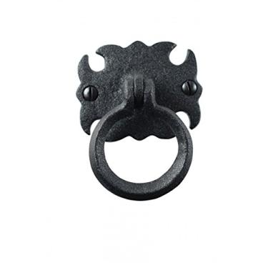 Imagem de Renovators Supply Manufacturing Puxadores de armário 6 cm Puxadores de gaveta de ferro forjado preto com ferragens de montagem