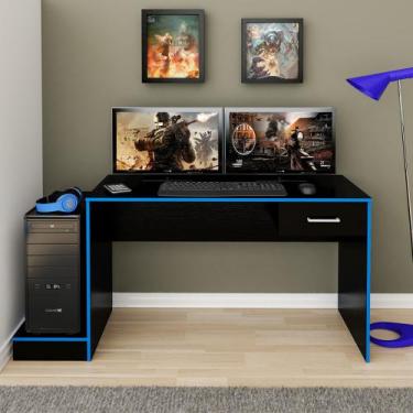 Imagem de Mesa Para Computador Notebook Gamer Preto Azul - Artely