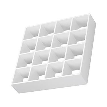 Imagem de 1:12 casa de bonecas 16 grade expositora prateleira de madeira em miniatura acessórios para móveis de rack de armazenamento(Branco)