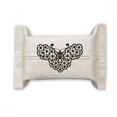 Imagem de Bolsa de linho de algodão com borboleta com asas florais para lenços faciais