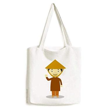Imagem de Bolsa de lona com desenho do Vietnã de bambu, bolsa de compras casual